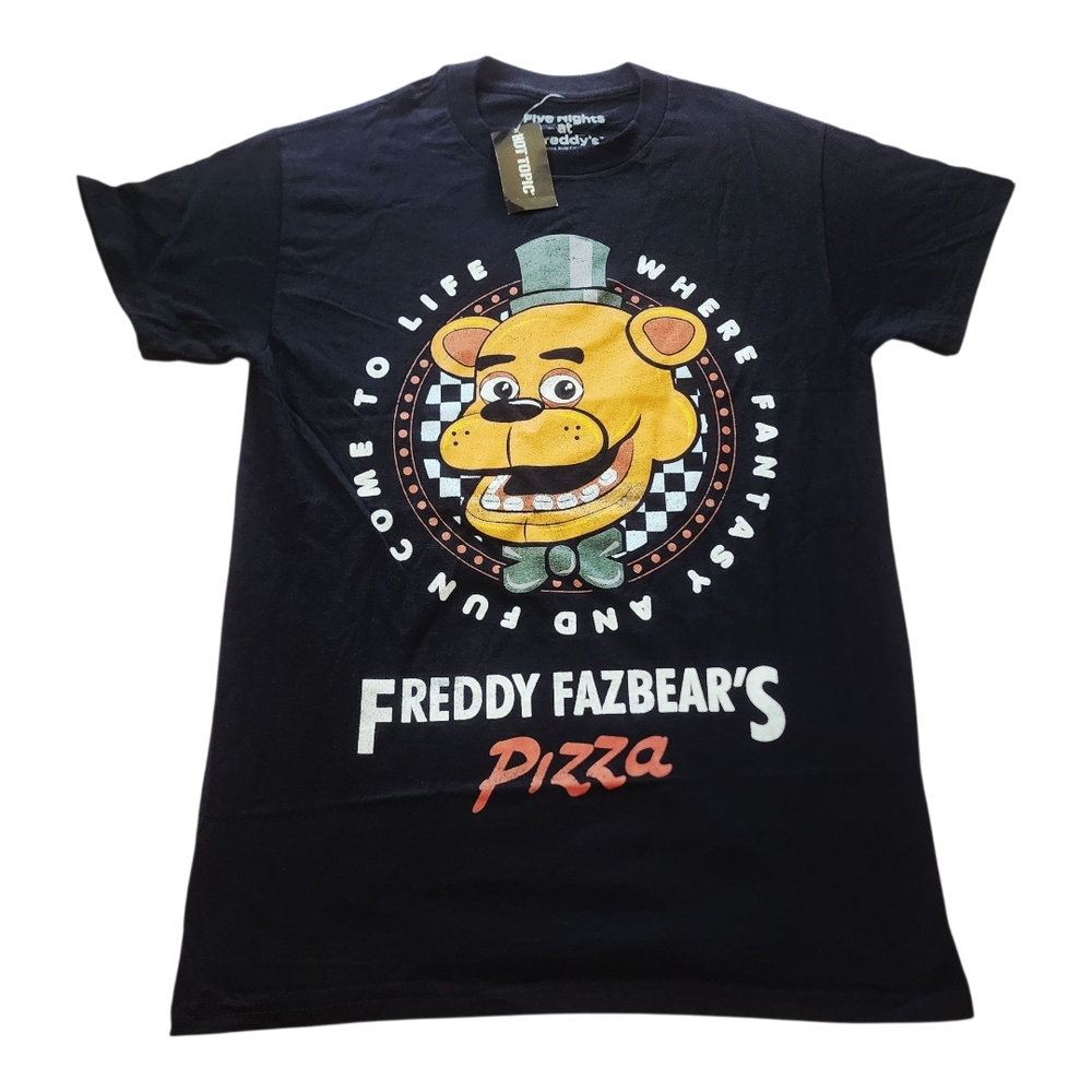 Freddy Fazbear's Black Graphic T-Shirt Vintage-Inspired Print